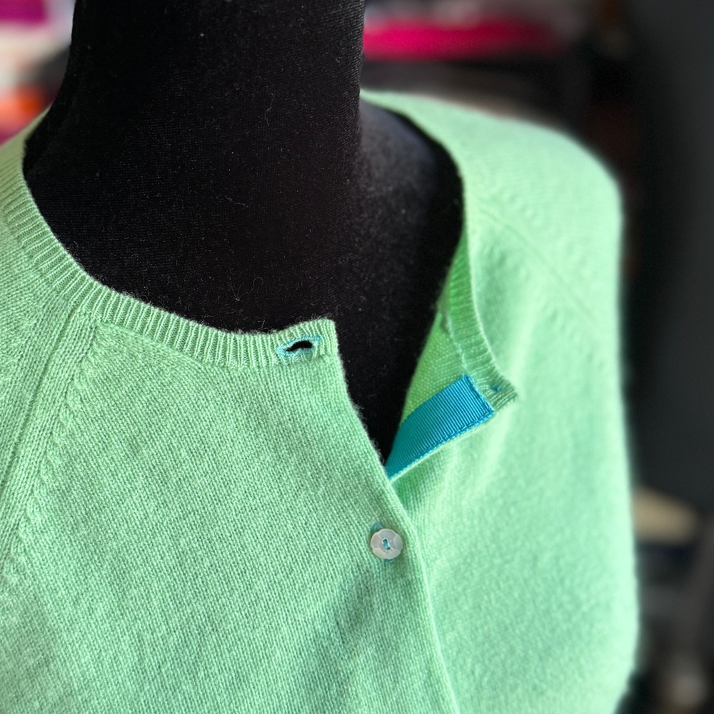 J. Crew Light Green Women's Cashmere Cardigan, M